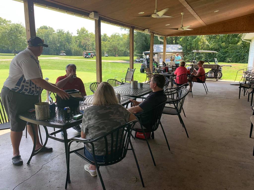 guests socializing at the patio area